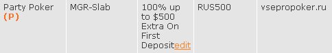 Бонусный код PartyPoker